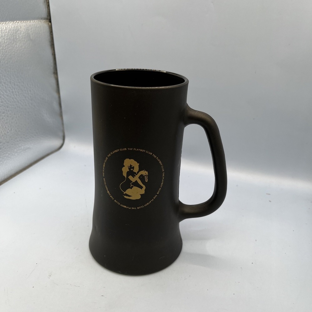 Vintage 1960's Playboy Club Heavy 1lb 9oz Black Glass Beer Stein Mug Bunny